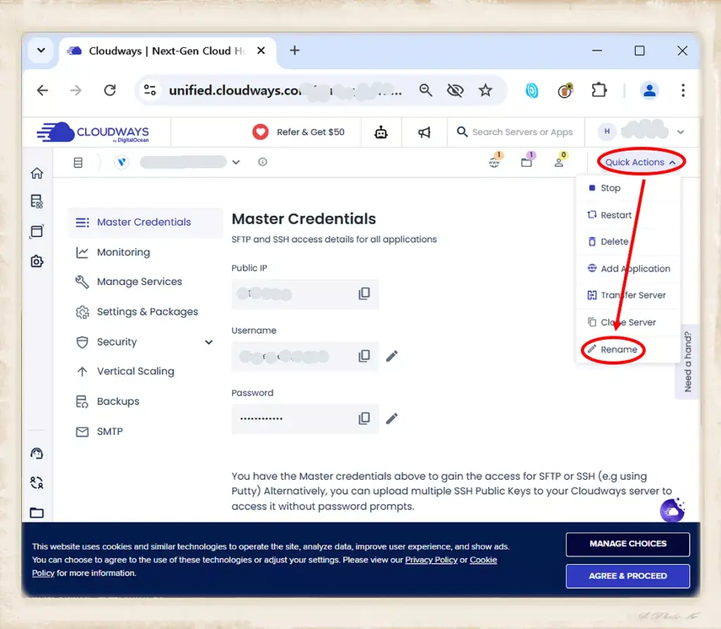 워드프레스 글쓰기 클라우드웨이즈 서버 이름 변경 4 클라우드웨이즈 서버 이름 변경_서버quick_Rename