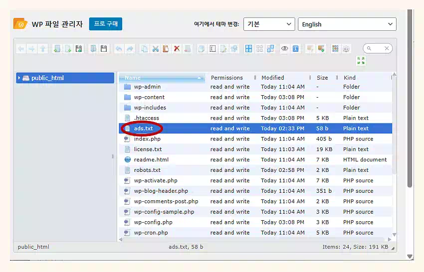 워드프레스 ads.txt 찾을수없음? 광고 수익 0원 문제 해결 가이드 9 워드프레스 Ads.txt 찾을수없음_올린파일 확인