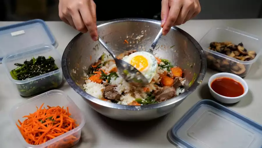 What Is Bibimbap? Meaning, Origins, and Why Koreans Love It (비빔밥) 2 what is bibimbap_korean mixed rice dish1_bibimbap ingredients vegetables rice beef egg gochujang