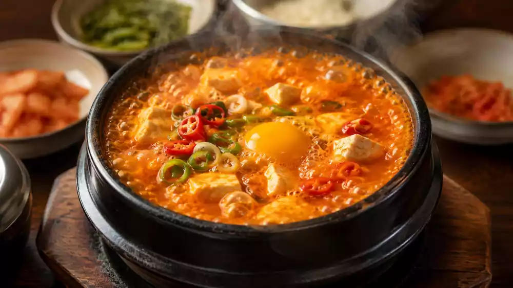 The Science and Culture of Korean Ttukbaegi: Korea’s Magic Earthenware Pot | 뚝배기 3 Sizzling Korean Ttukbaegi pot simmering hot stew at table