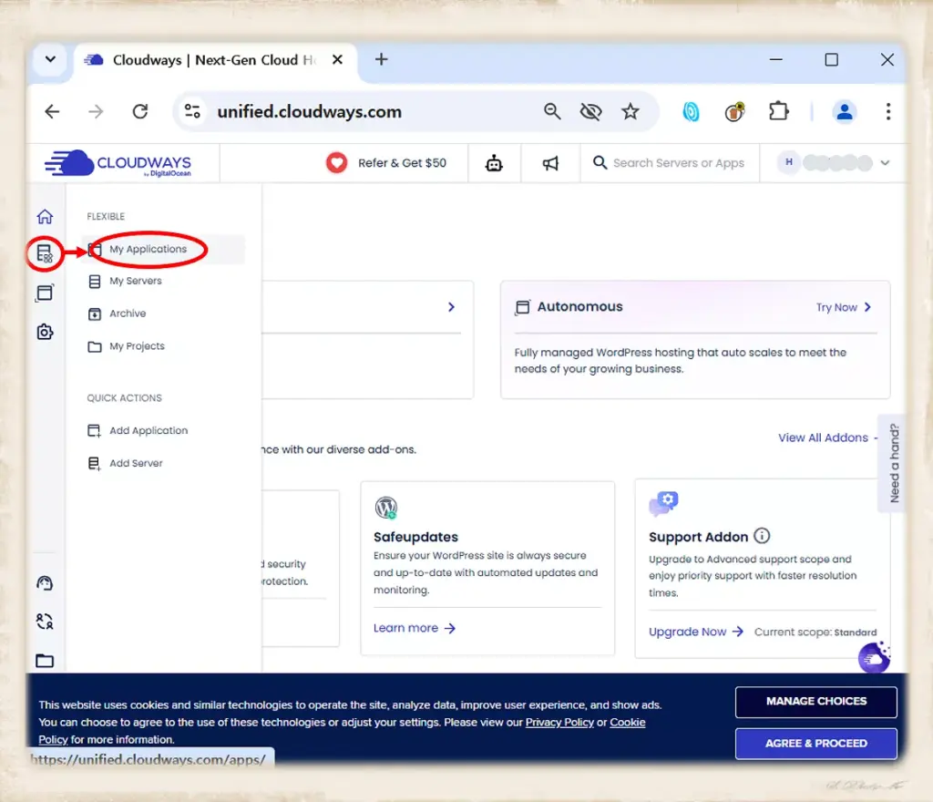 Cloudways Backup and Restore : Essential Guide for WordPress 2 Cloudways Application Access