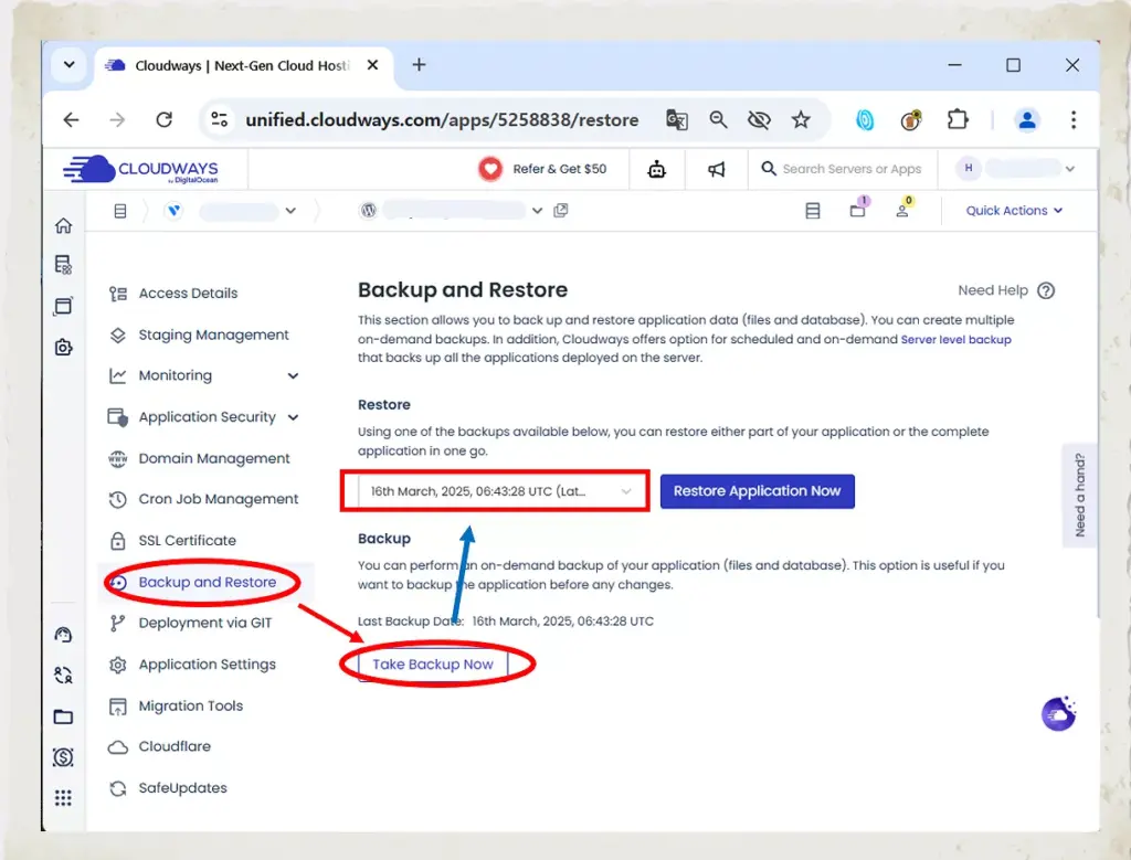 Cloudways Backup and Restore : Essential Guide for WordPress 4 Cloudways Backup Execution